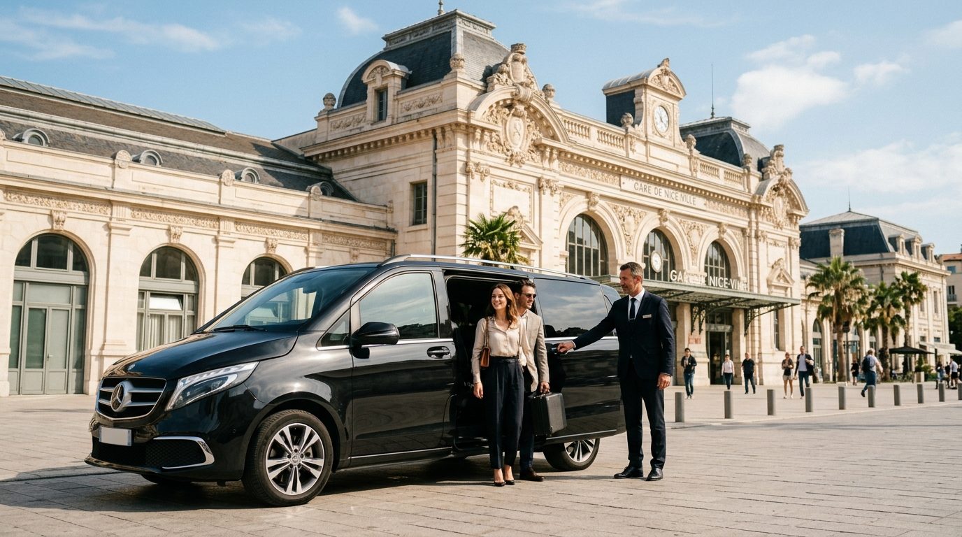 Chauffeur privé minibus gare Nice-Ville : guide pratique pour vos transferts de groupe