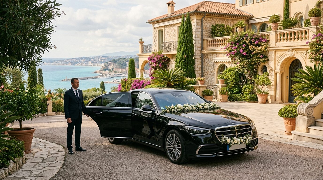 Mariage à Nice en Mercedes Classe S avec chauffeur : organisation et repères logistiques
