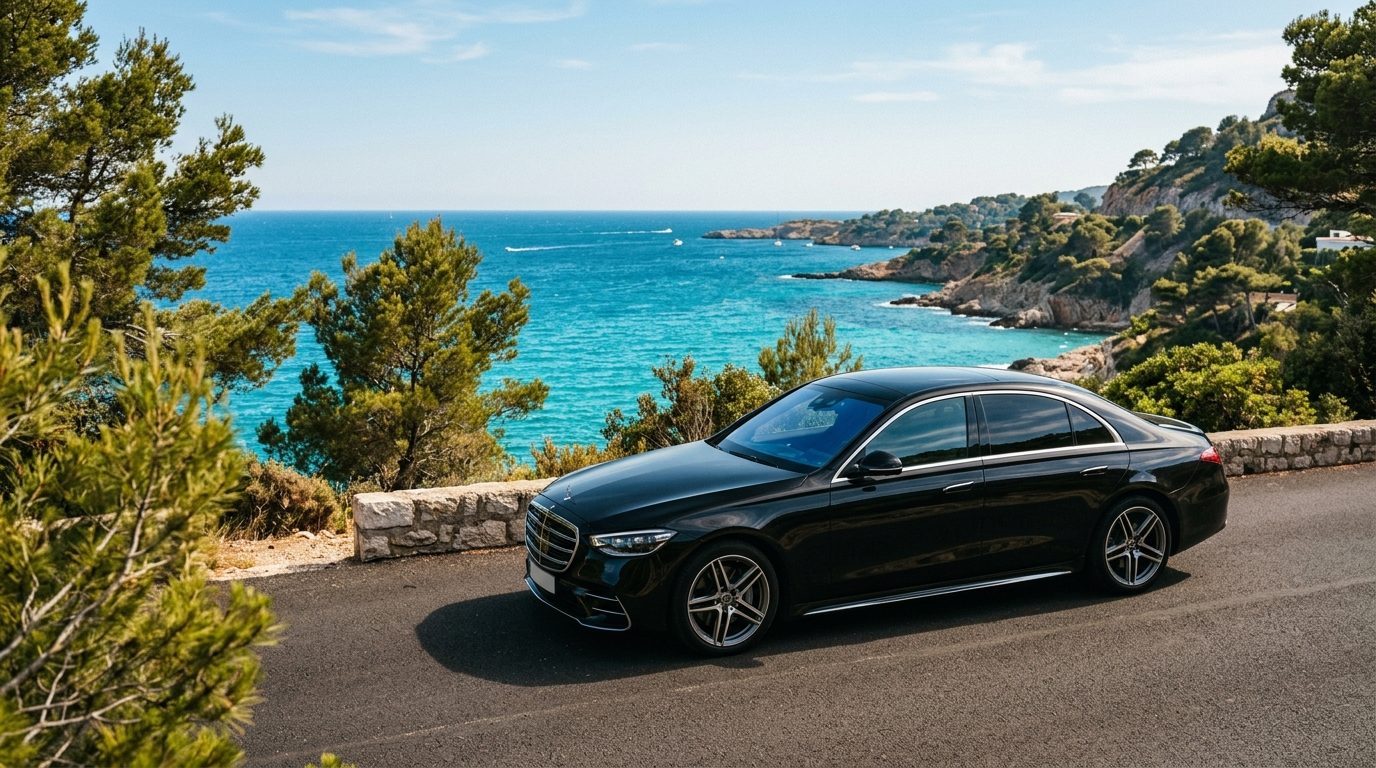 Berline avec chauffeur stationnée près du littoral à Saint-Cyr-sur-Mer