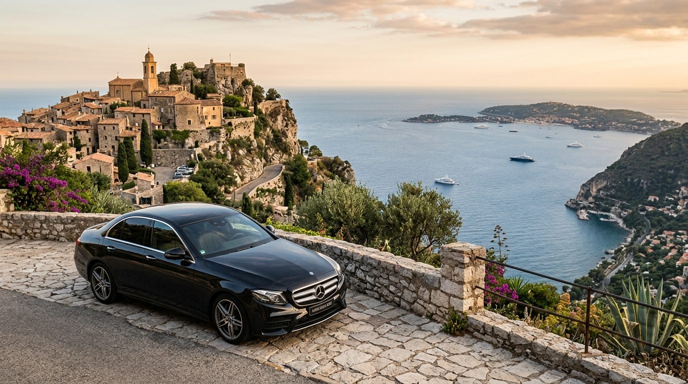 Chauffeur privé en Mercedes Classe E au Château Eza : guide de mise à disposition