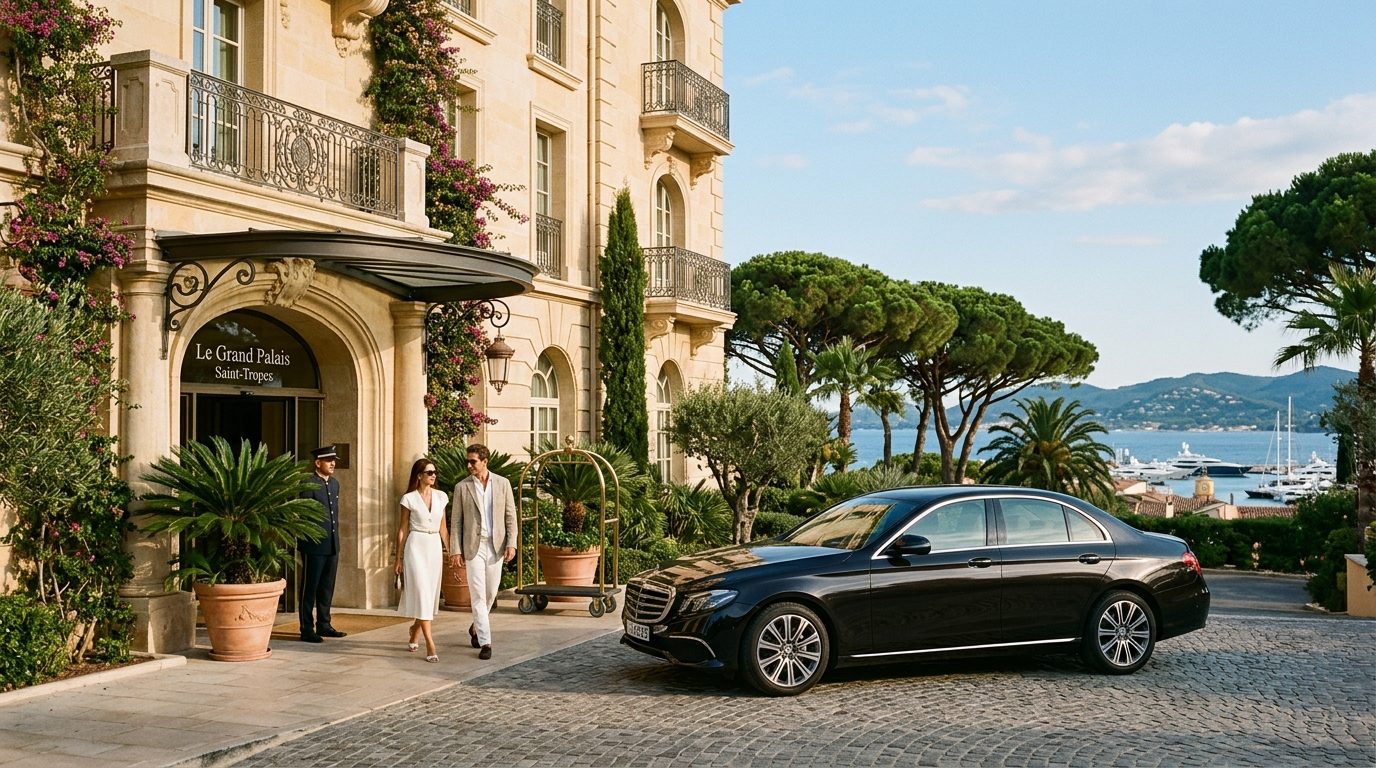 Chauffeur privé Mercedes Classe E à l&rsquo;Hôtel Byblos de Saint-Tropez : guide de la mise à disposition