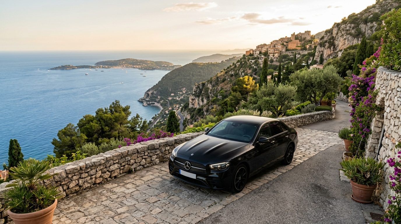 Chauffeur privé Mercedes Classe E à l’Hôtel Cap Estel : mise à disposition et liaisons sur la Riviera
