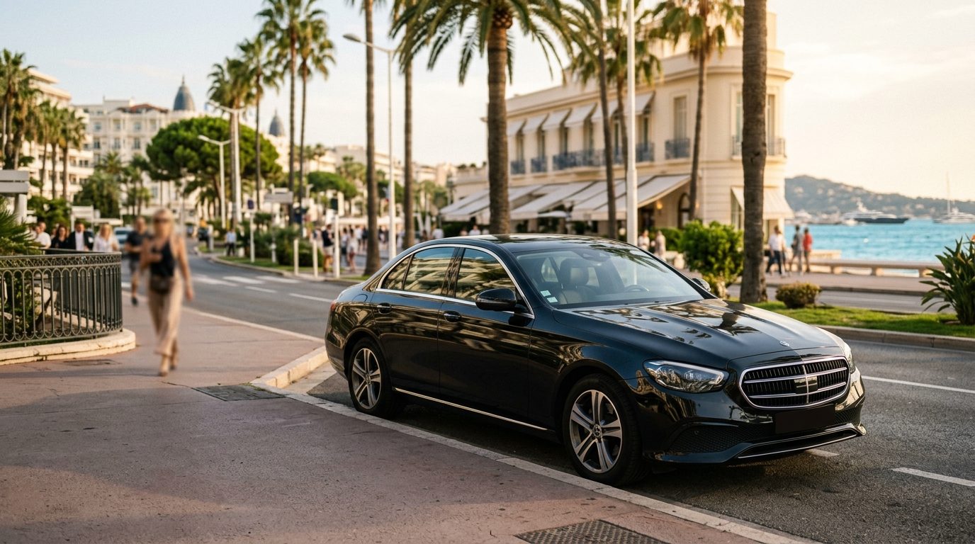 Chauffeur privé Mercedes Classe E à l’Hôtel Miramar, Cannes : mise à disposition et repères