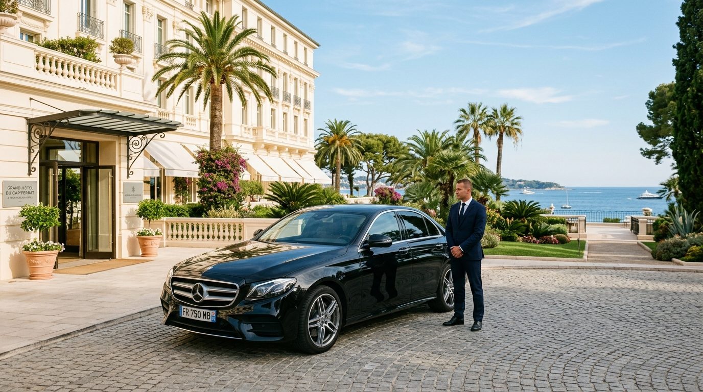 Chauffeur privé Mercedes Classe E à l’Hôtel Royal Riviera : service et mise à disposition