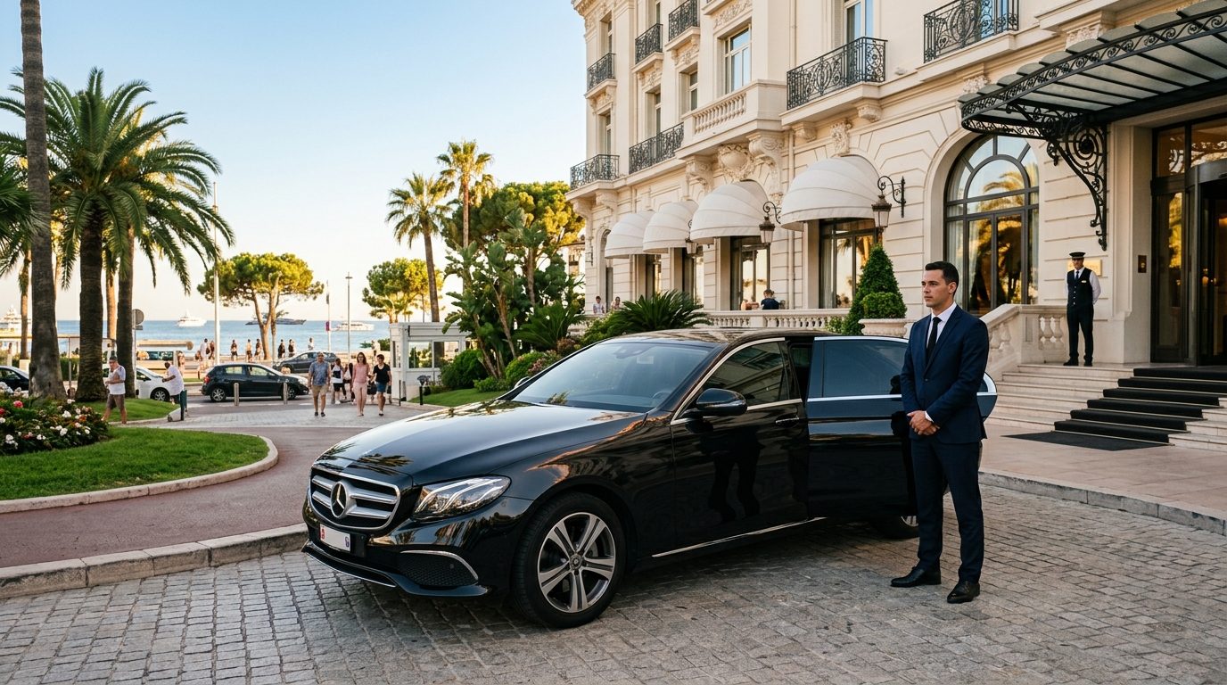 Chauffeur privé Mercedes Classe E au Palais Stéphanie à Cannes : service et mise à disposition