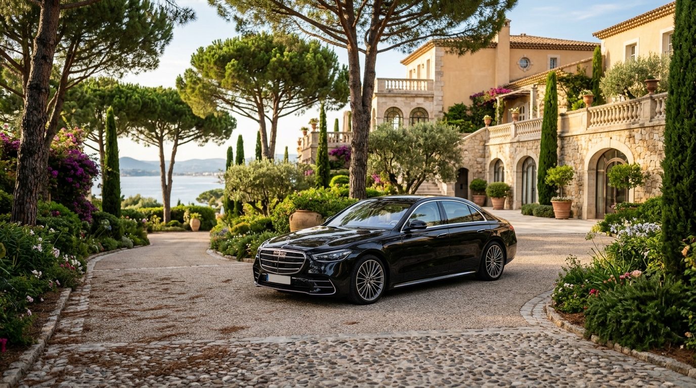 Chauffeur privé Mercedes Classe S au Château de la Messardière : guide de la mise à disposition à Saint-Tropez