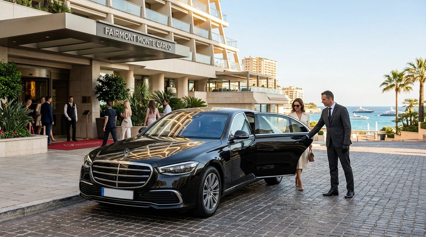 Chauffeur privé Mercedes Classe S au Fairmont Monte Carlo : l&rsquo;art de la mise à disposition