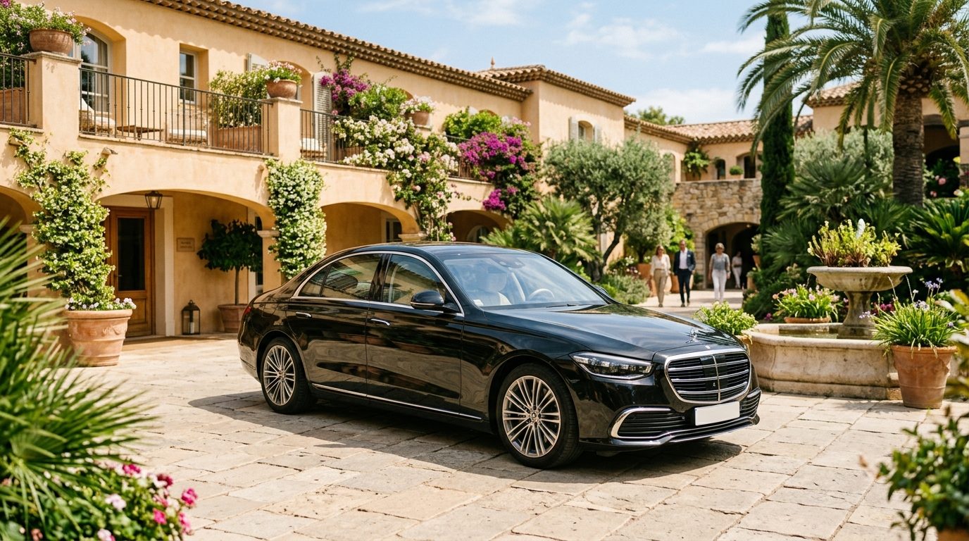 Chauffeur privé Mercedes Classe S à l&rsquo;Hôtel Byblos : service de mise à disposition à Saint-Tropez
