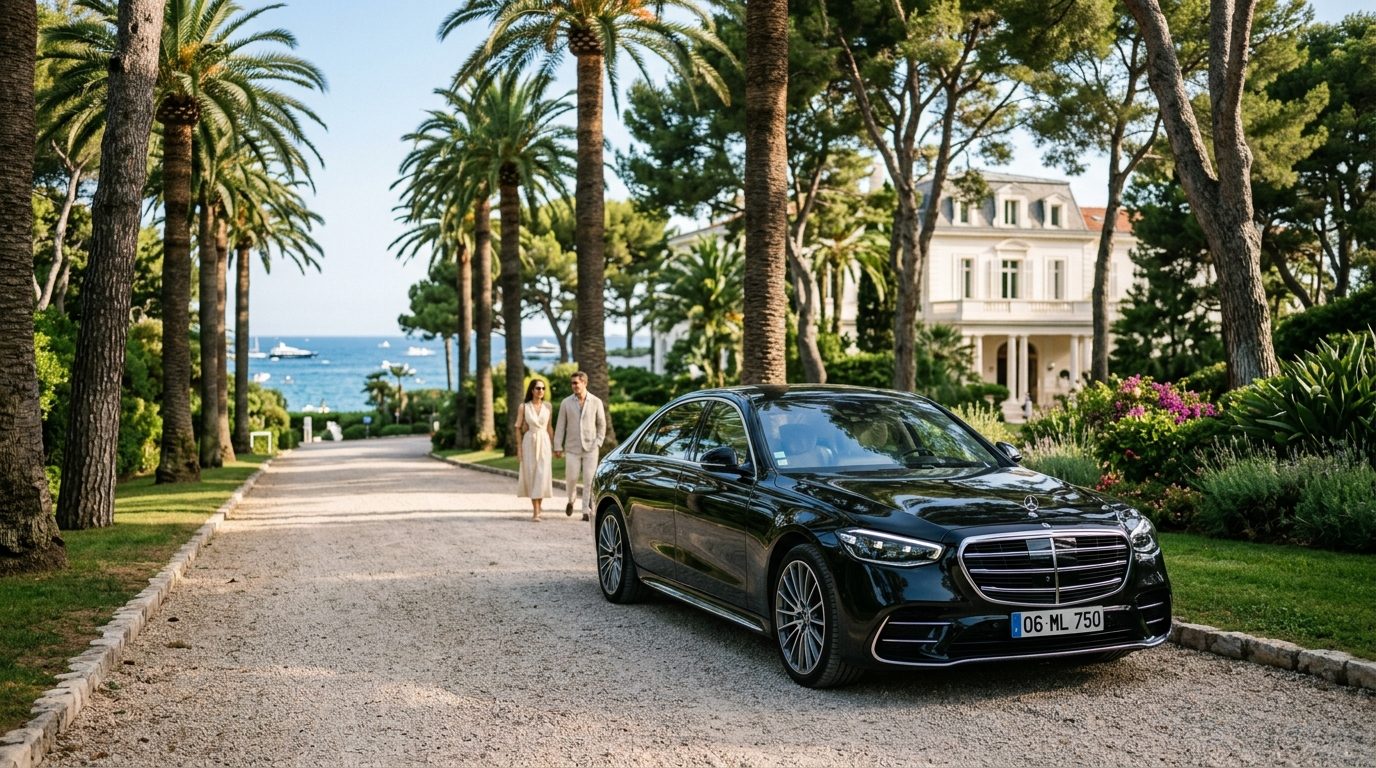 Mercedes Classe S en mise à disposition devant l'Hôtel du Cap-Eden-Roc à Antibes