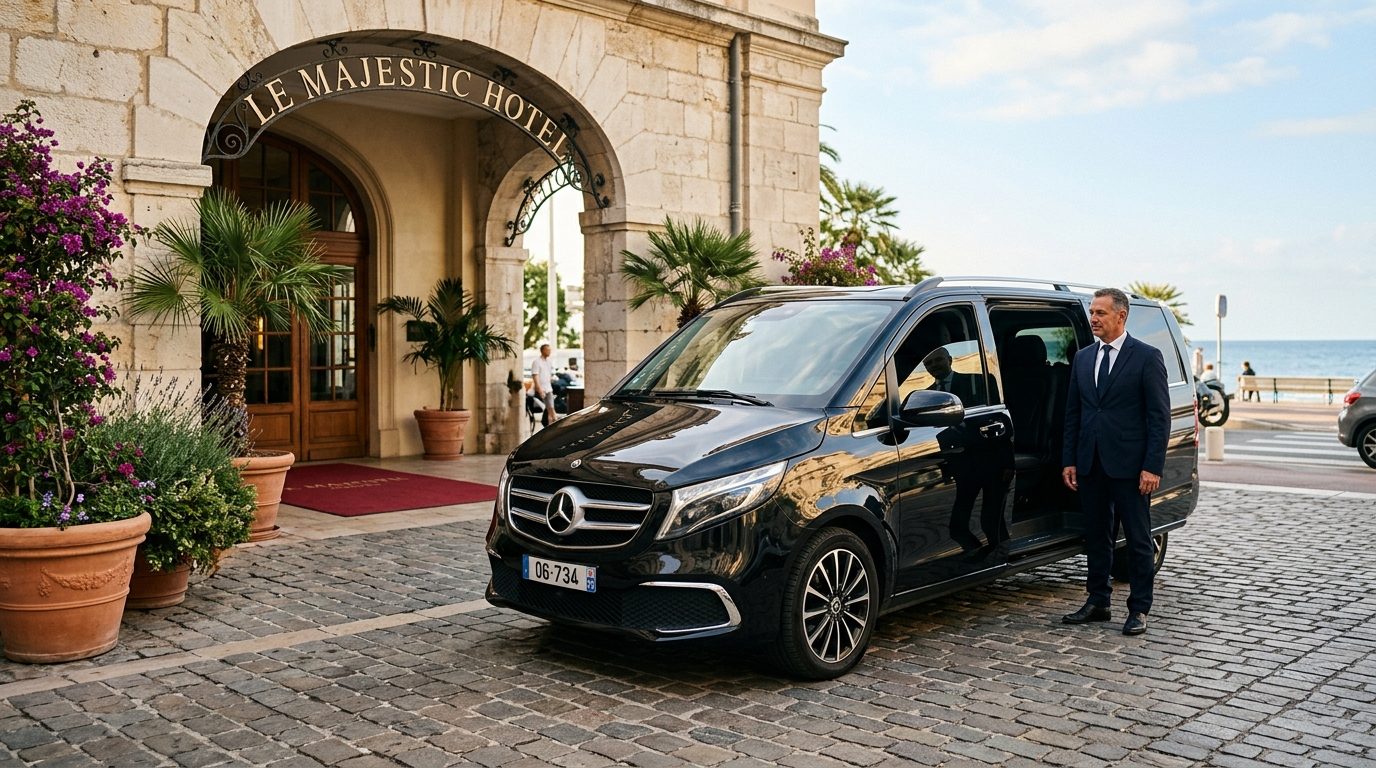 Chauffeur privé Mercedes Classe V à l’Hôtel du Couvent, Nice : service de mise à disposition