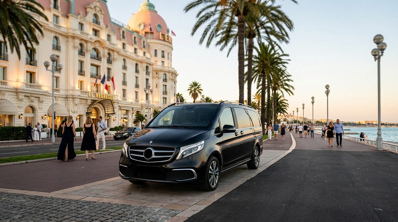 Chauffeur privé Mercedes Classe V à l’Hôtel Le Negresco à Nice : le guide de la mise à disposition