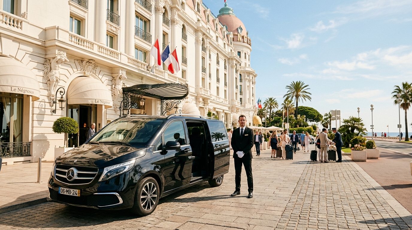 Chauffeur privé Mercedes Classe V au Boscolo Hôtel & Spa Nice : mise à disposition haut de gamme