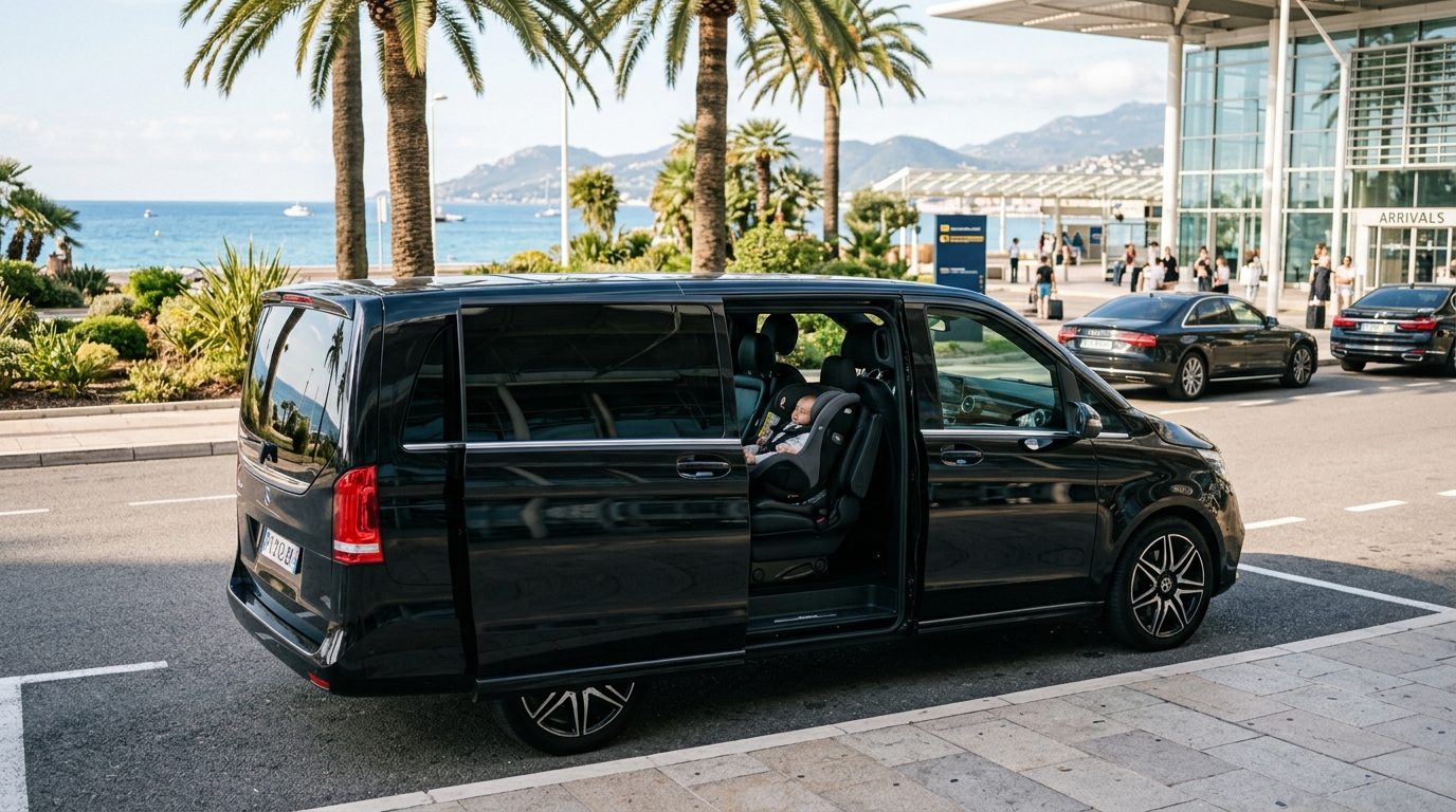 Chauffeur van aéroport Nice NCE avec siège bébé : confort et sécurité familiale