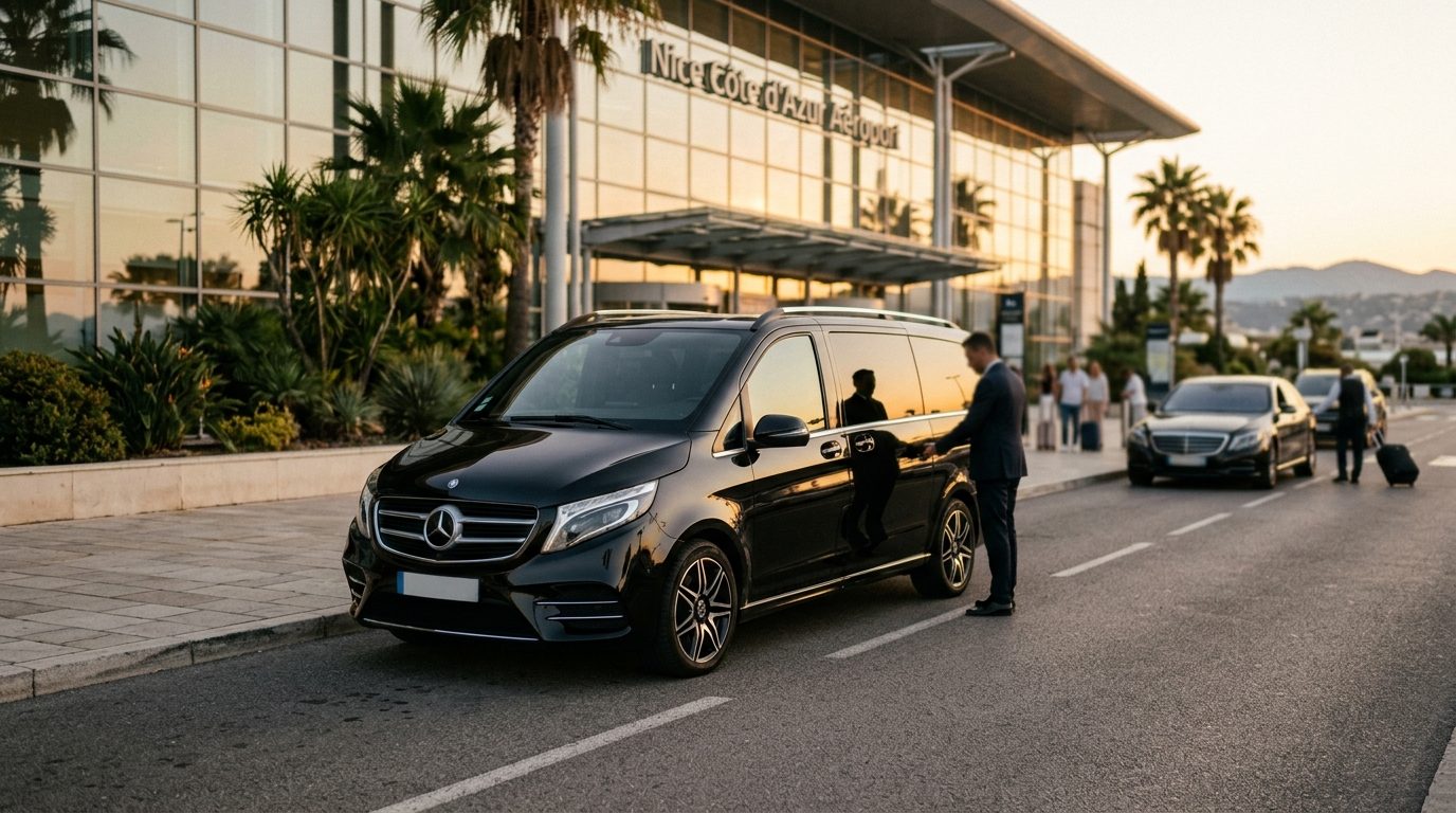 Mercedes Classe V à l’aéroport de Nice Côte d’Azur (NCE) : le repère du transfert haut de gamme