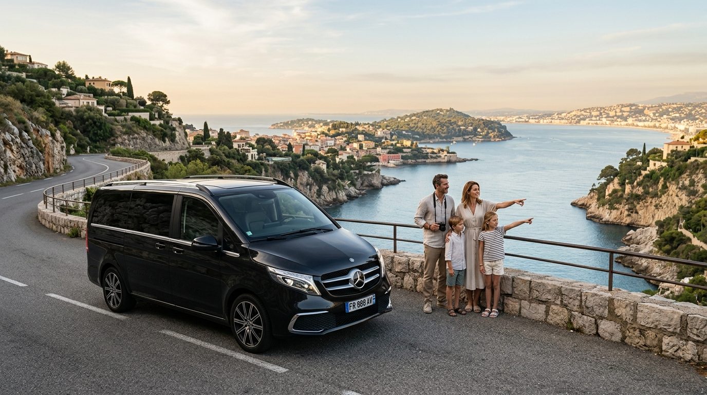Mise à disposition à la journée pour les familles à Nice (NCE) en van avec chauffeur