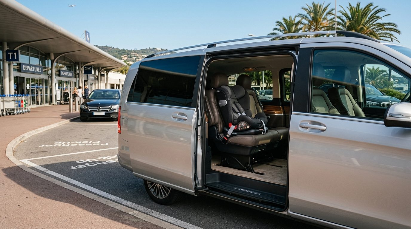 Navette aéroport Nice NCE avec siège bébé : organiser un transfert serein