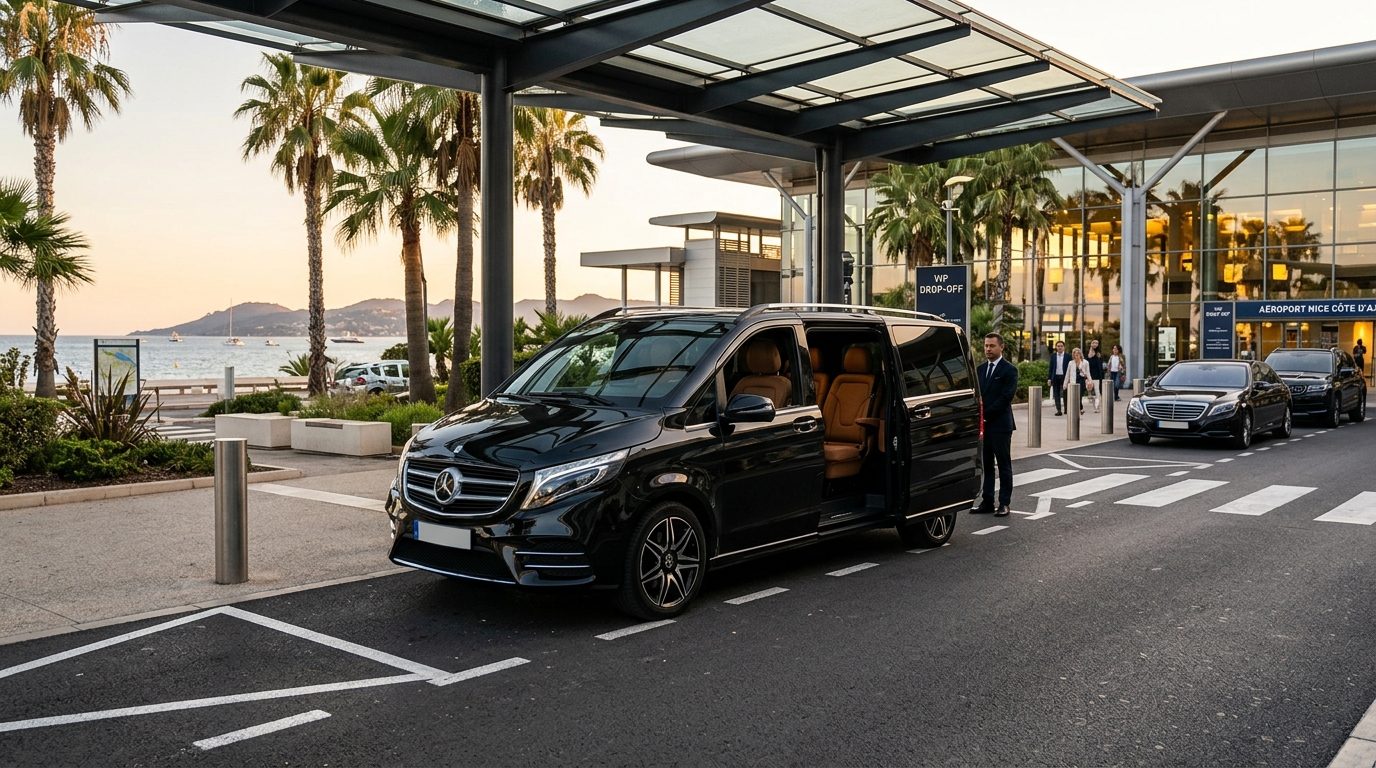 Navette van Mercedes Classe V luxe à Nice Côte d&rsquo;Azur (NCE) : le standard du transport haut de gamme