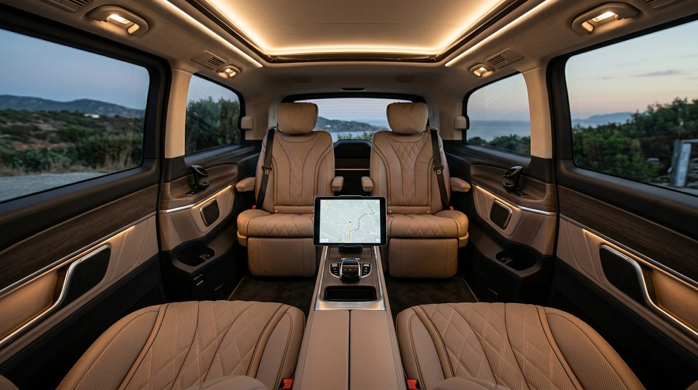 Service VIP en van à Nice (NCE) : le confort connecté avec tablette à bord