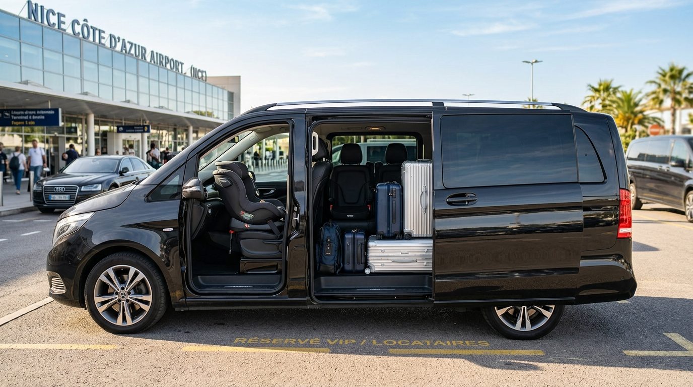 Transfert aéroport Nice NCE pour familles avec siège bébé et rehausseur