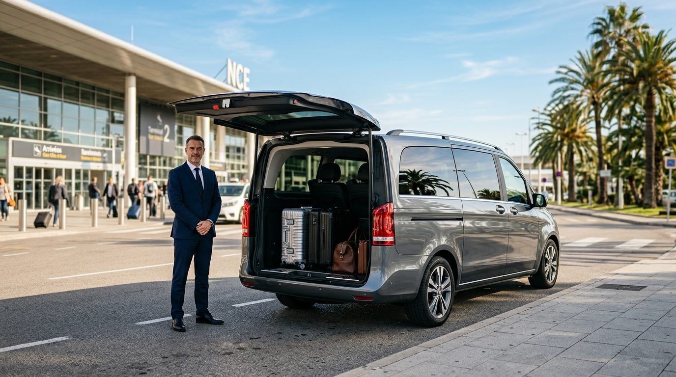 Transfert à l&rsquo;aéroport de Nice (NCE) et mise à disposition d&rsquo;un van 8 places à la journée : guide logistique