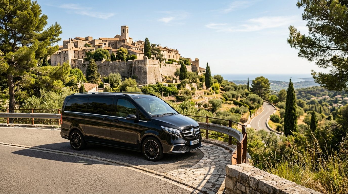 Transfert Aéroport Nice NCE vers Saint-Paul-de-Vence en Mercedes Classe V