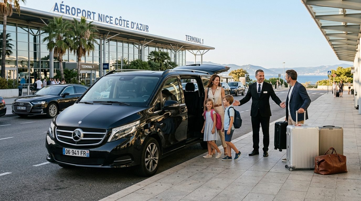 Transfert Aéroport de Nice vers Sainte-Maxime en Van Mercedes Classe V : guide pour familles nombreuses