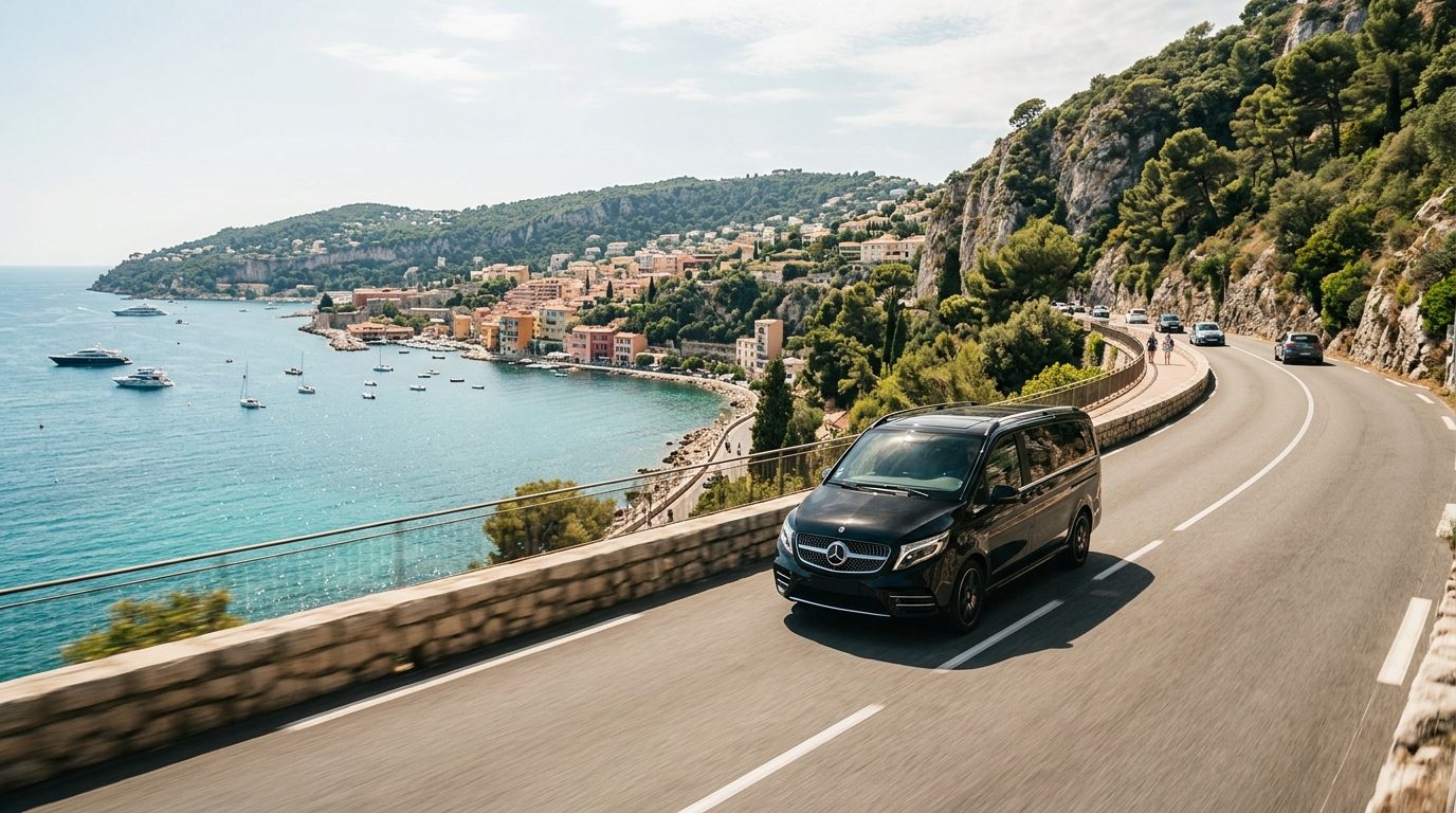 Transfert de l&rsquo;Aéroport de Nice (NCE) vers Villefranche-sur-Mer en van 7 places