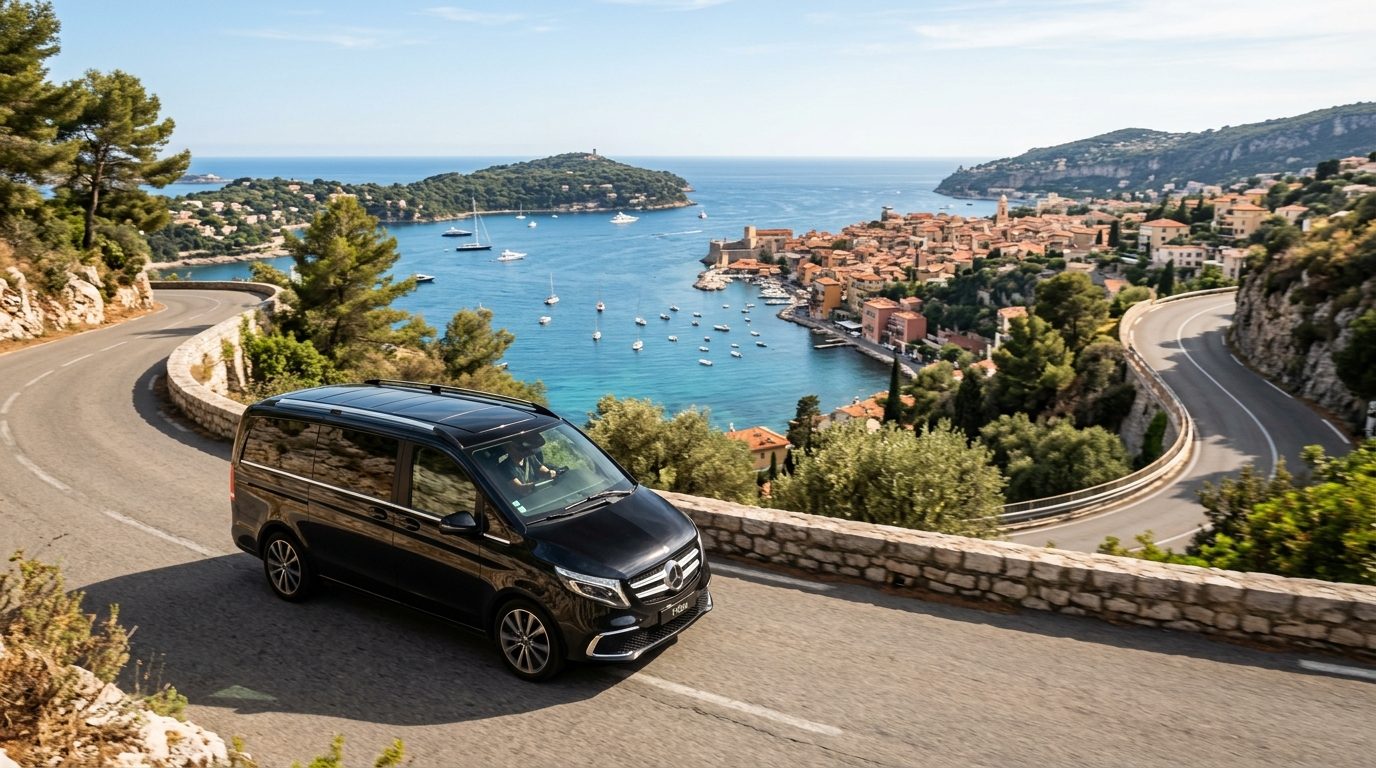 Transfert Aéroport Nice (NCE) vers Villefranche-sur-Mer en Mercedes Classe V