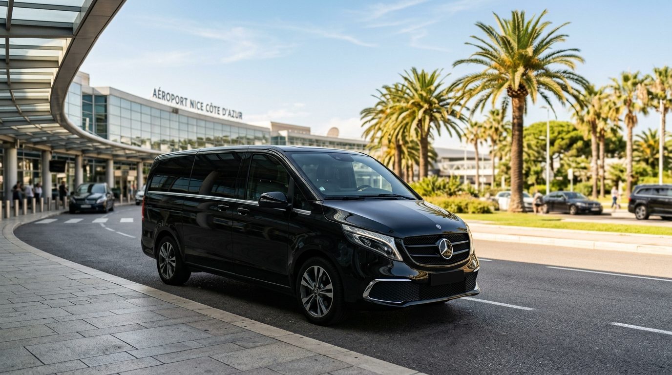 Van 6 places haut standing à l&rsquo;aéroport de Nice Côte d&rsquo;Azur : repères et conseils de transport