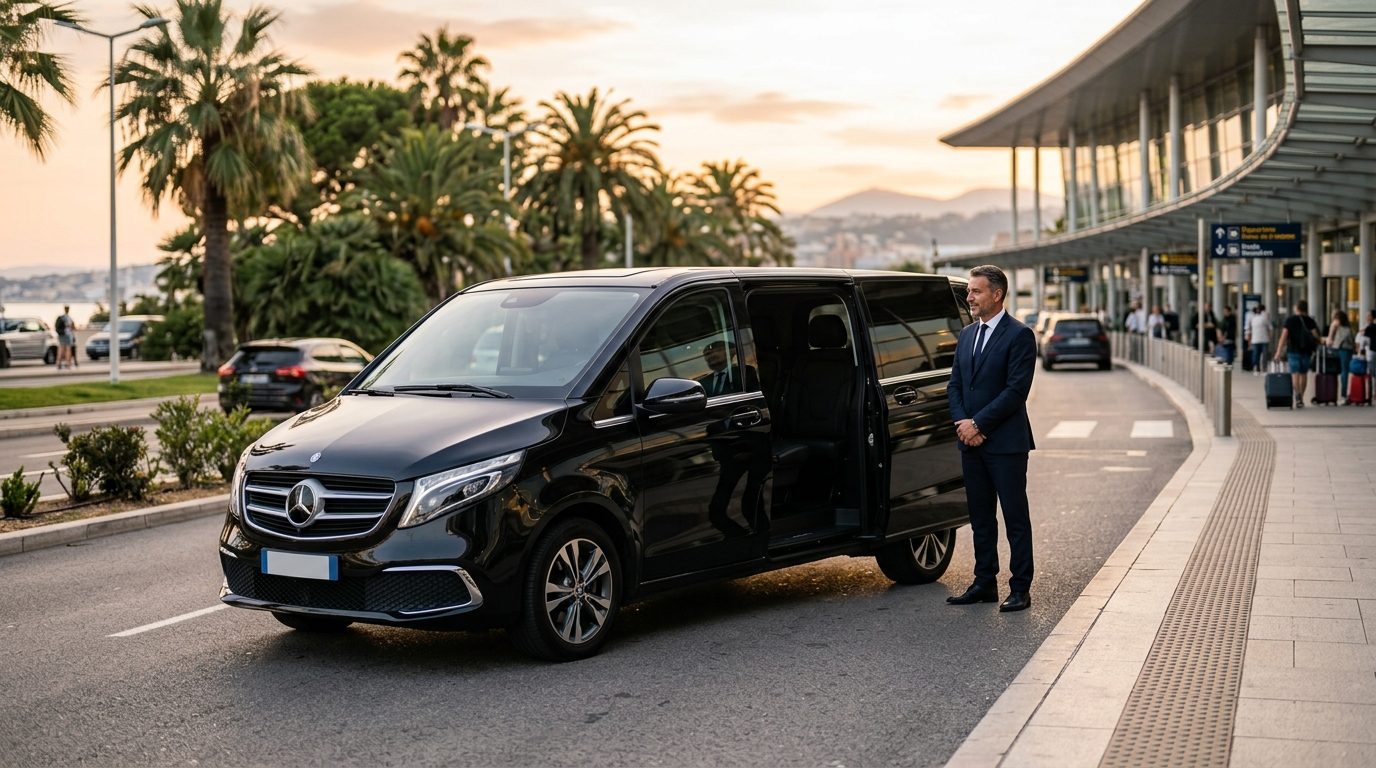Van VIP 7 à 8 places à l&rsquo;aéroport de Nice Côte d&rsquo;Azur (NCE) : organisation et confort