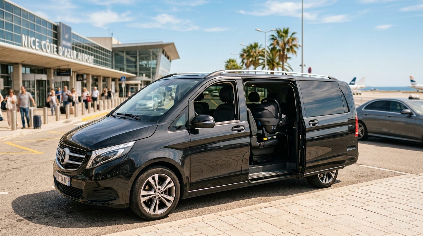 Van 8 places à l&rsquo;aéroport NCE avec siège bébé : guide du transport familial