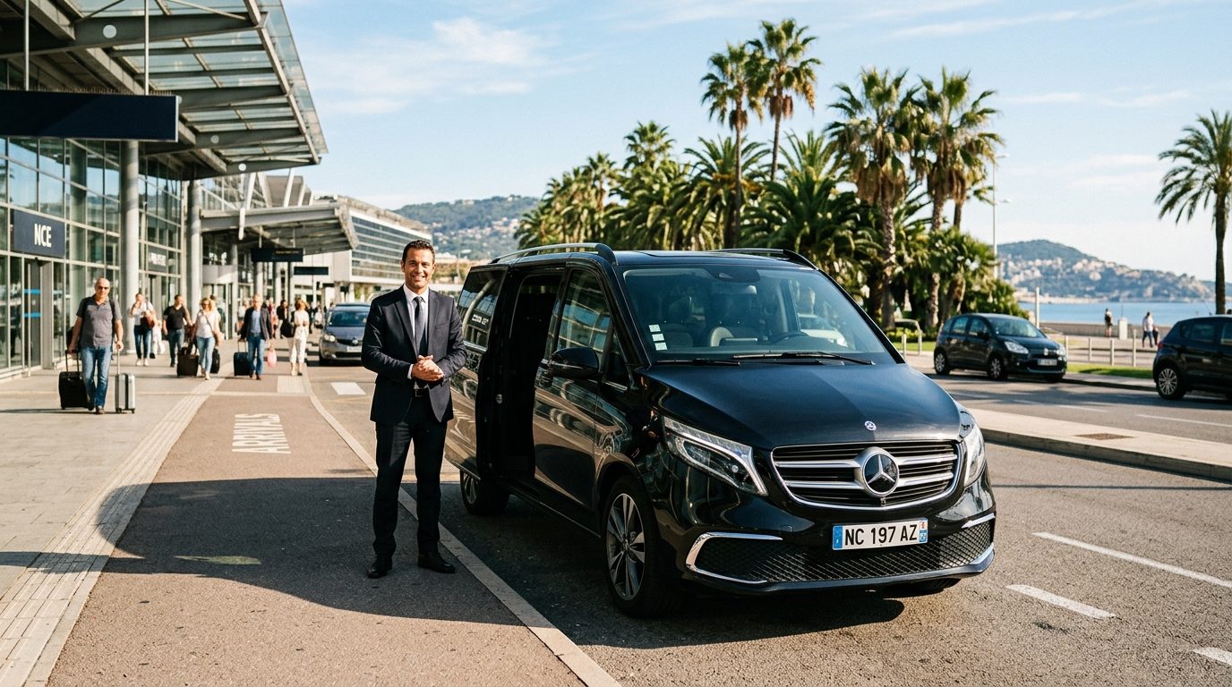 Attente et arrivée en van à l&rsquo;aéroport de Nice NCE : guide d&rsquo;organisation