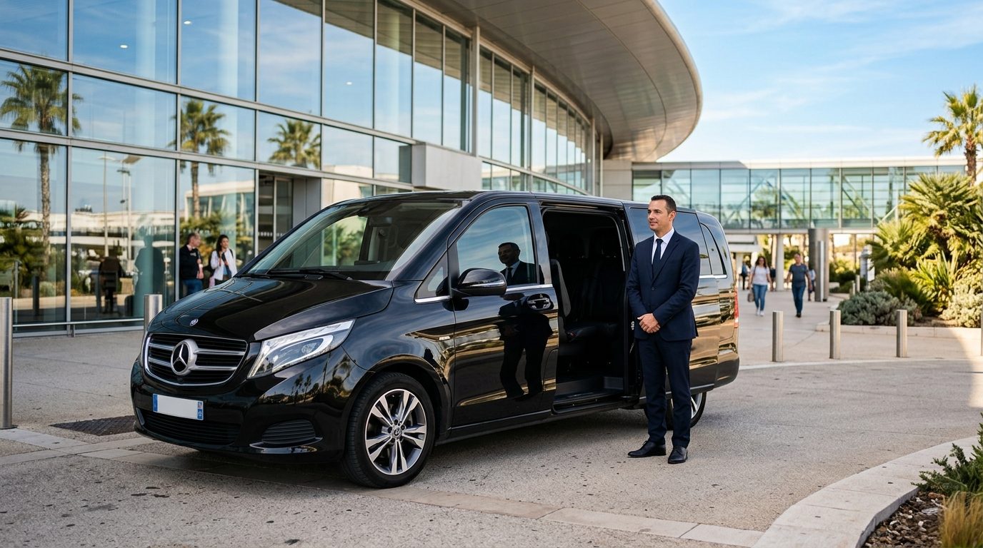 Van avec chauffeur au Terminal 2 de l&rsquo;aéroport Nice Côte d&rsquo;Azur : organisation et transfert haut de gamme