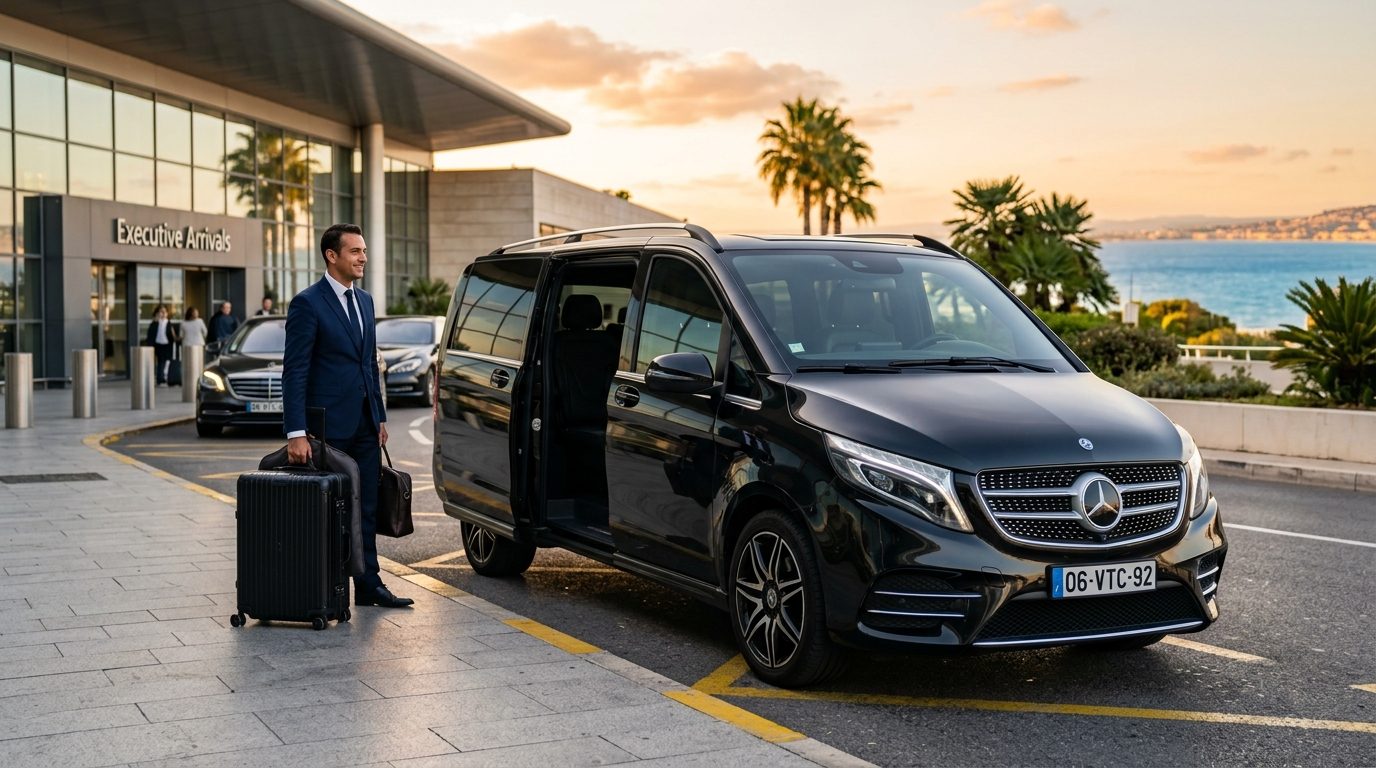 Van de luxe pour événement à l&rsquo;aéroport de Nice (NCE) : organisation et flotte VTC