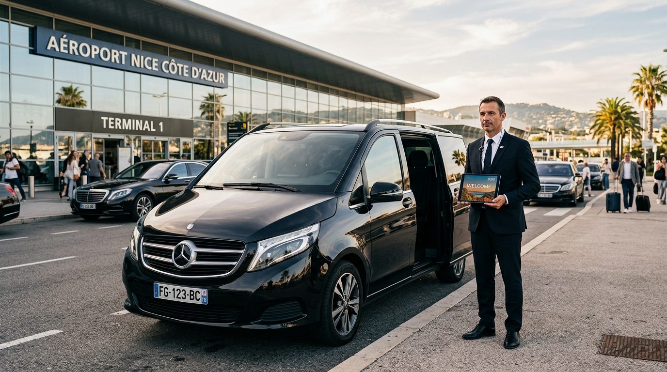 Van Mercedes Classe V à Nice Côte d&rsquo;Azur : accueil tablette et aménagements VIP