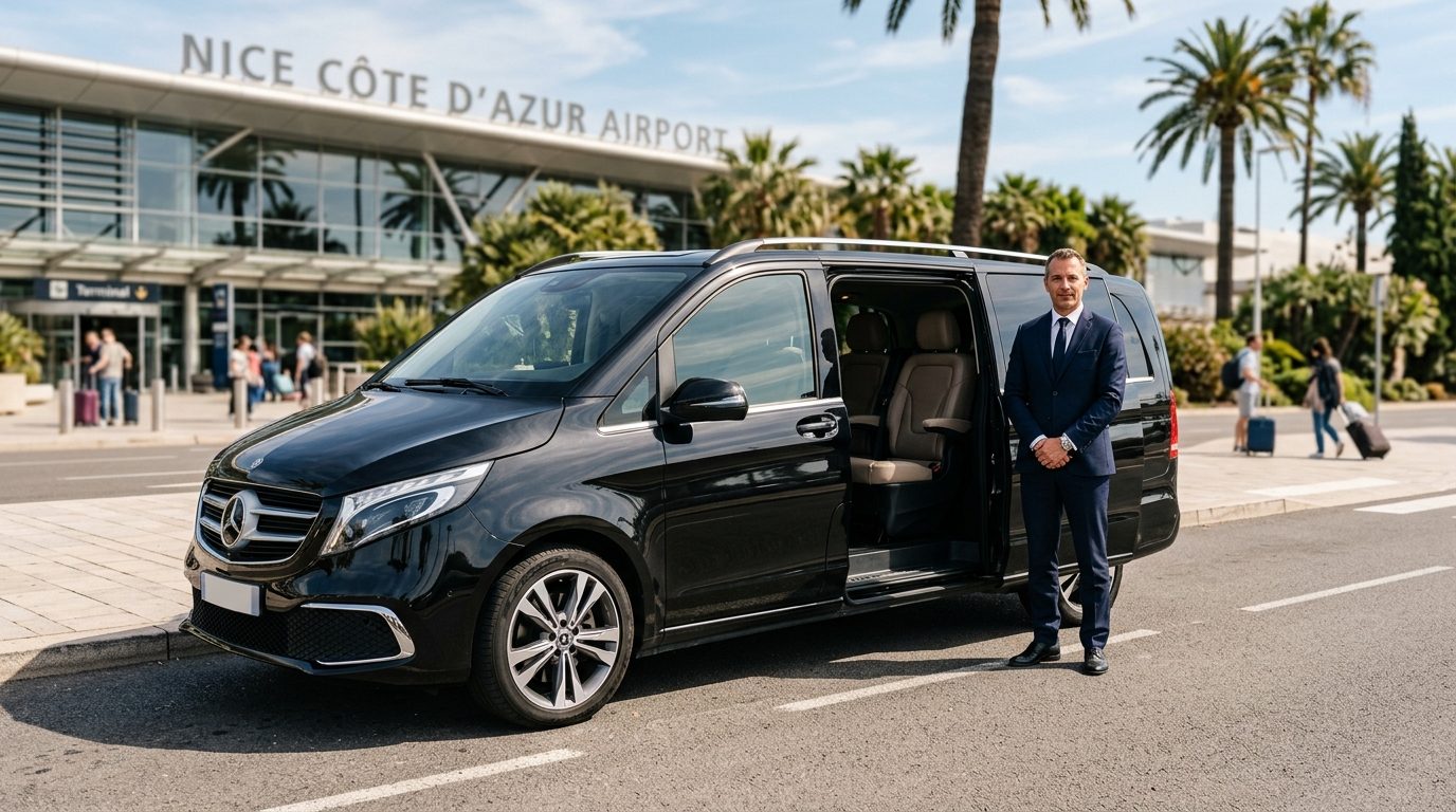 Van premium à l&rsquo;aéroport de Nice NCE : confort de groupe et logistique maîtrisée