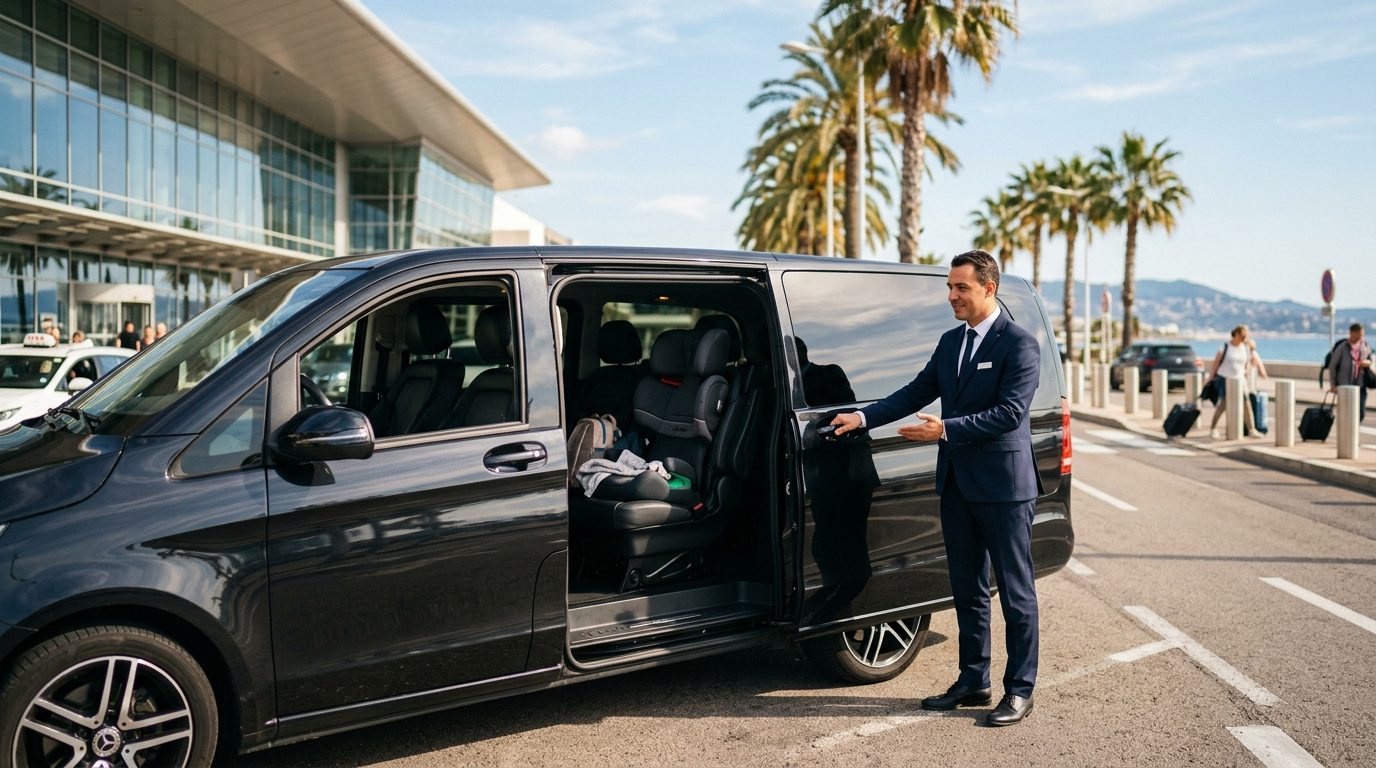 VTC Van à l&rsquo;Aéroport de Nice avec Siège Enfant : Guide du Transfert Familial Sécurisé