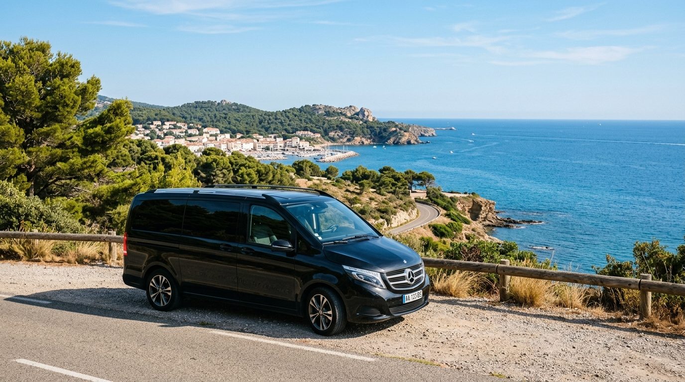 VTC van haut de gamme stationné sur le littoral varois à Six-Fours-les-Plages