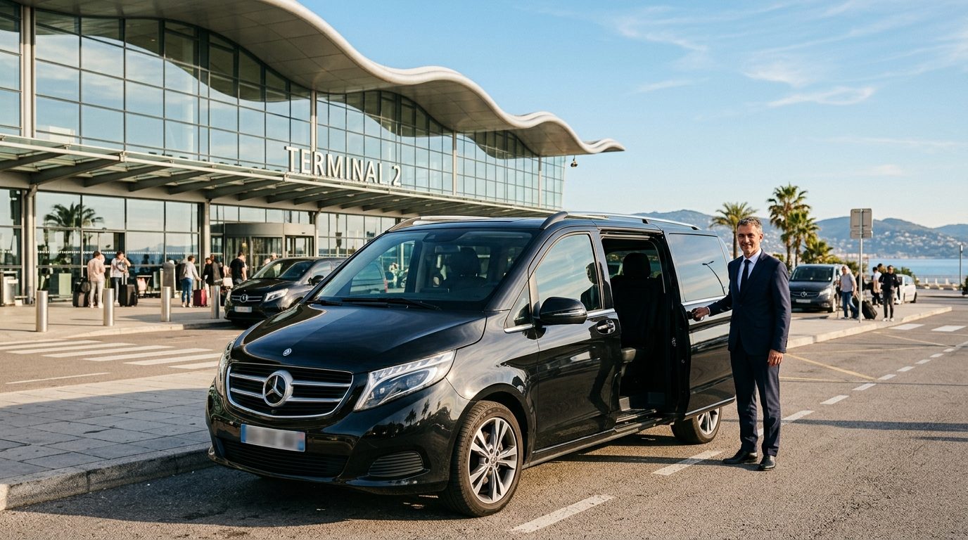 Mise à disposition journée en van Mercedes Classe V à l’aéroport Nice Côte d’Azur