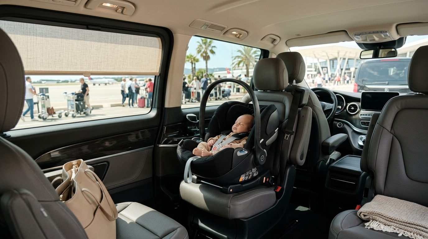 Van à l&rsquo;aéroport de Nice avec siège bébé 0-1 an : guide pratique et sécurité