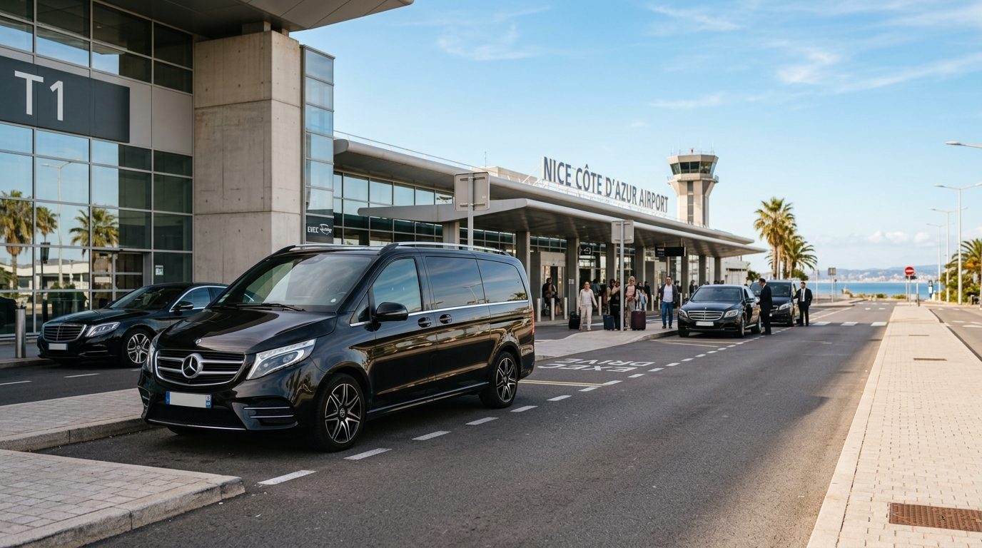 Van premium 8 places à l&rsquo;aéroport de Nice NCE : confort et logistique de groupe