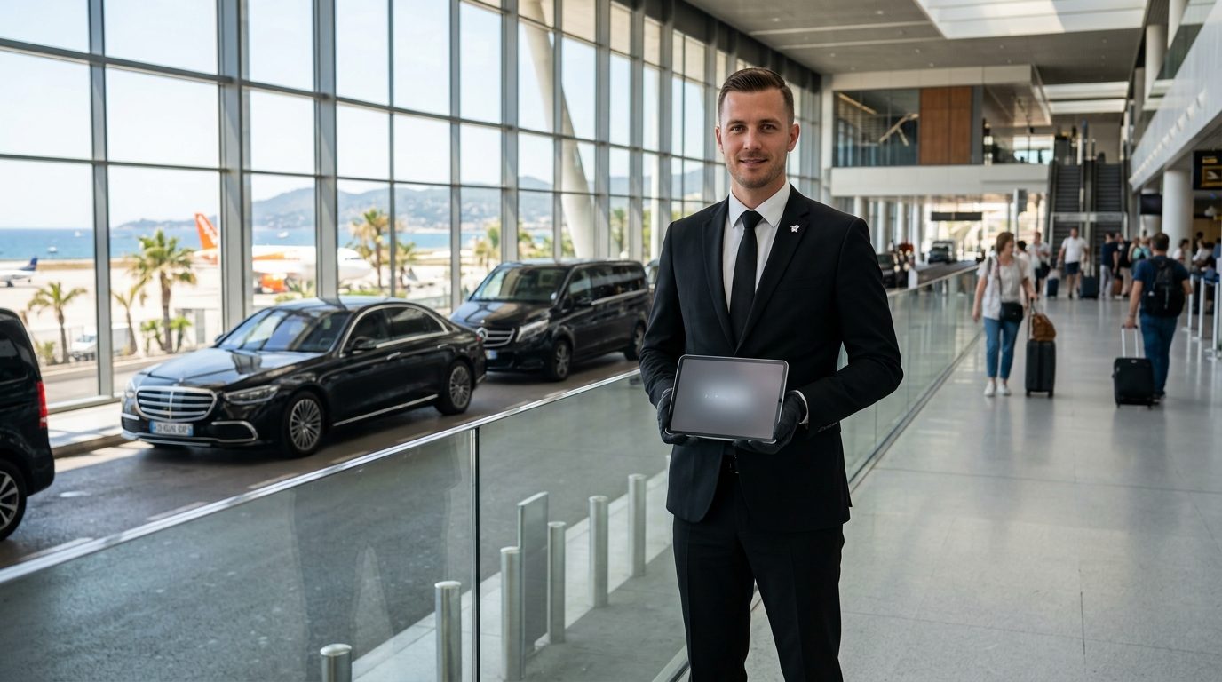 Chauffeur haut de gamme à l&rsquo;aéroport de Nice Côte d&rsquo;Azur (NCE) : repères et organisation