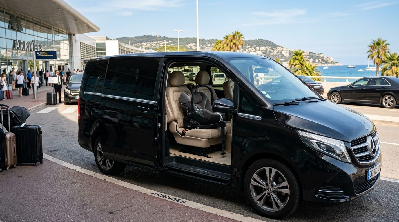 Chauffeur van NCE avec siège bébé sécurisé : voyager sereinement depuis Nice