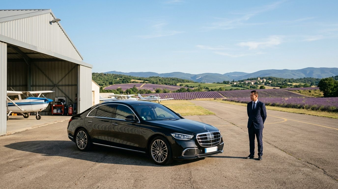 Mise à disposition de chauffeur avec berline de luxe à l'aérodrome de Vinon-sur-Verdon