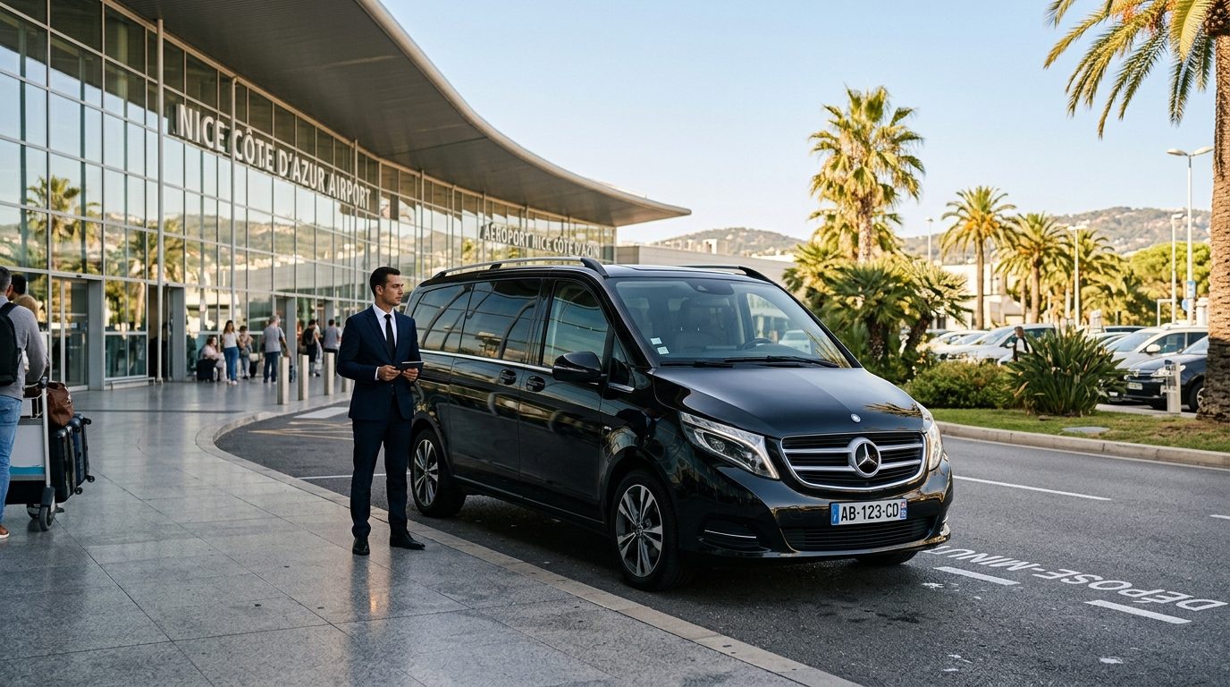 Navette van aéroport Nice NCE : guide du transfert avec chauffeur