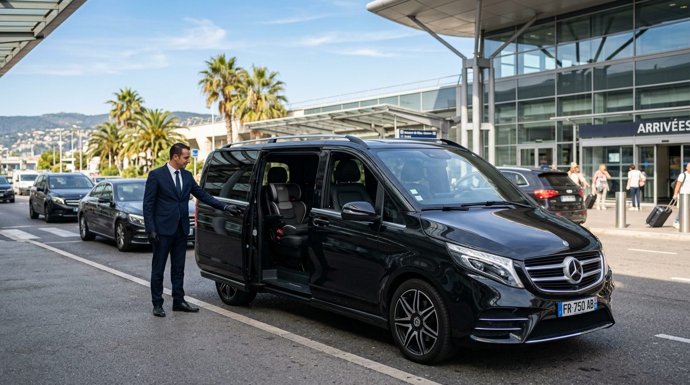 Transfert Aéroport Nice (NCE) en Van Luxe 6 Passagers avec Réhausseur