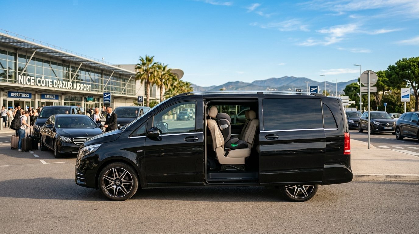 Transfert NCE en van avec rehausseur : confort et sécurité familiale à Nice