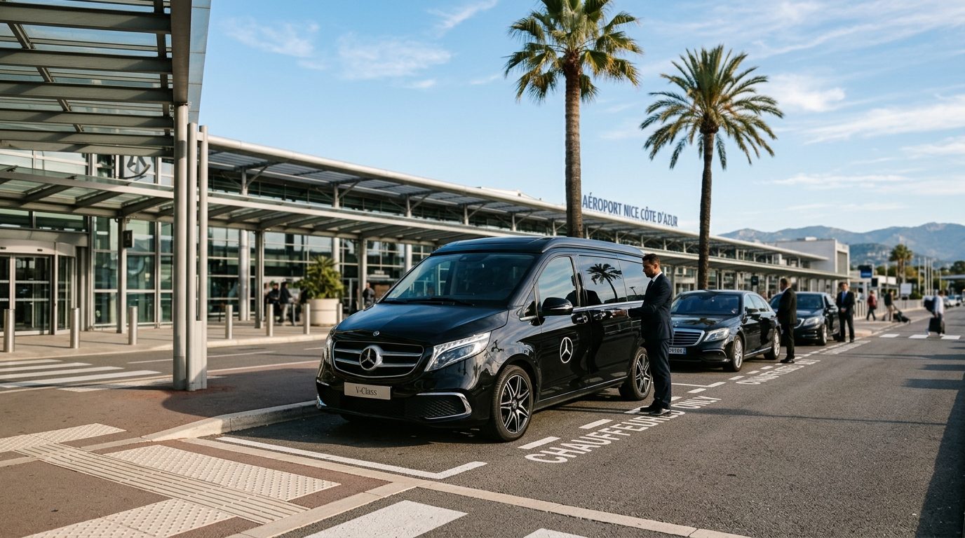 Organiser un transfert en van depuis le Terminal 1 de l&rsquo;Aéroport Nice Côte d&rsquo;Azur