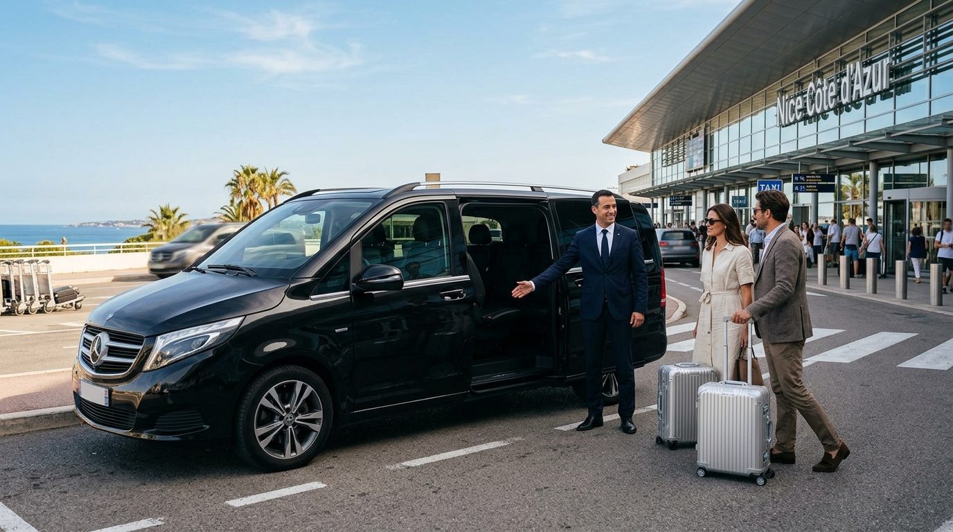 Transfert VIP à l&rsquo;Aéroport de Nice NCE en Mercedes Classe V : Confort et Organisation