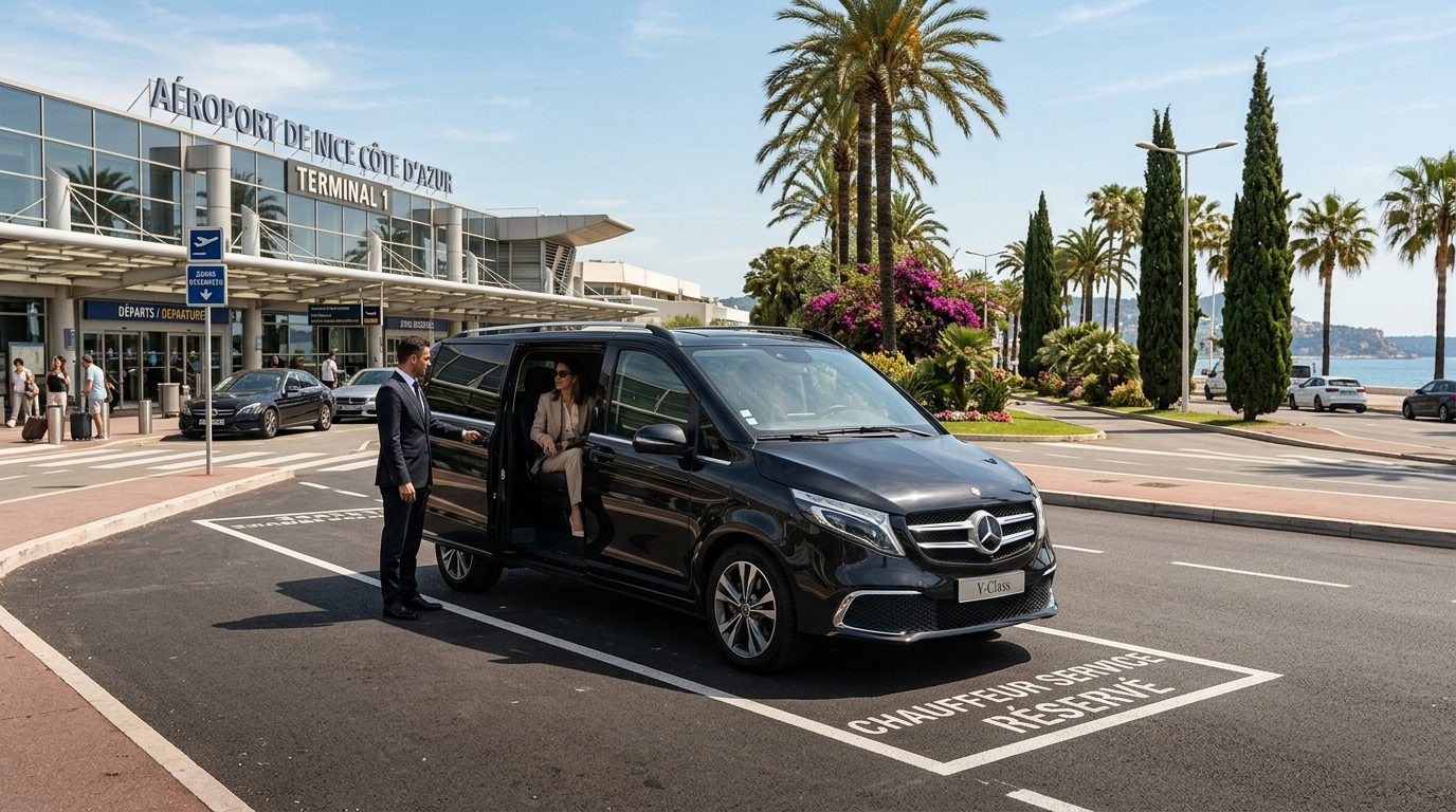 Van 6 places à l&rsquo;aéroport Nice Côte d&rsquo;Azur (NCE) : confort et espace pour vos transferts